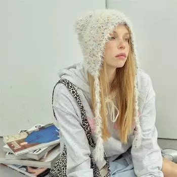 Дизайнерская кашемировая женская зимняя шапка-балаклава, осенне-зимние шапки, теплый свитер, снуд, воротник, берет, шапка-медведь 56-59cm
