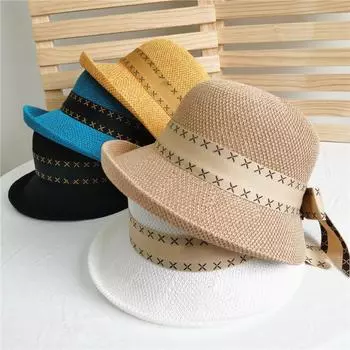 Дизайнерская льняная дышащая рыбацкая шляпа, женская модная шляпа с бантиком, праздничная солнцезащитная шляпа с маленькой оправой, рыбацкая шляпа белый