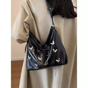 Дизайнерская лакированная кожаная маленькая квадратная сумка женская новая однотонная сумка-бабочка через плечо простая модная сумка через плечо
