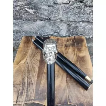 Дизайнерская латунная ручка с черепом в античном стиле ЧЕРНАЯ деревянная трость-трость