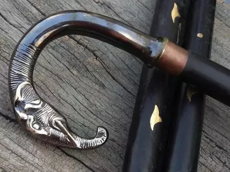 Дизайнерская латунная ручка в виде головы слона, деревянная винтажная трость, трость M аэро