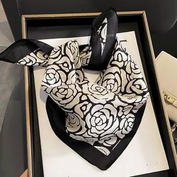 Дизайнерская лента для волос, повязка на голову, квадратный шарф из 100% натурального шелка, женские маленькие платки класса люкс, шейный платок, женская бандана 2024 53x53cm