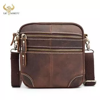 Дизайнерская модная качественная кожаная мужская повседневная маленькая поясная сумка-мессенджер через плечо для мужчин