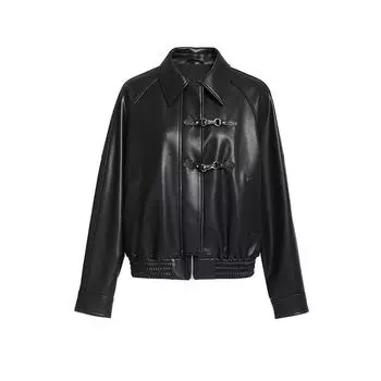 Дизайнерская мотоциклетная кожаная куртка для женщин, красивая черная короткая кожаная куртка из искусственной кожи на весну и осень, повседневный топ S чёрный