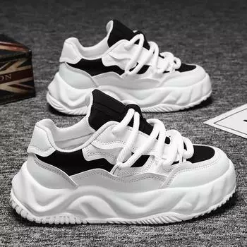 Дизайнерская мужская обувь, модные кроссовки на платформе, толстая подошва, увеличивающая рост, обувь для мужчин, уличная обувь для скейтбординга, повседневная кожаная обувь 39