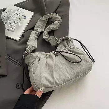 Дизайнерская нейлоновая маленькая сумка через плечо для женщин 2024 года, зимний тренд, мода 2020 года, новые сумки под мышками, сумки и кошельки серый