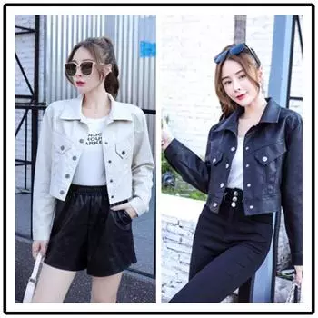 Дизайнерская нишевая куртка из искусственной кожи с длинными рукавами на молнии, короткое маленькое пальто для женщин S