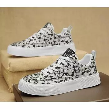 Дизайнерская обувь для мужчин, модная повседневная обувь из парусины с принтом, летняя удобная обувь для скейтбординга на шнуровке Zapatos De Hombre 39 белый