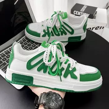 Дизайнерская обувь для мужчин, зеленые кроссовки, трендовые кроссовки с буквами, модная обувь для скейтбординга, дышащие мужские кроссовки для бега, мокасины 39 зелёный
