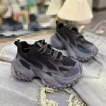 Дизайнерская обувь для женщин 2024 года, модные женские кроссовки с градиентом, легкие дышащие туфли для папы, повседневные туфли на шнуровке для женщин на платформе 35 бежевый