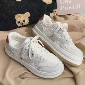 Дизайнерская обувь для женщин Зимние кроссовки для скейтбординга Белые туфли на танкетке Вулканизированная обувь Новая мода Весна Комфортная женская обувь на платформе 35 чёрный