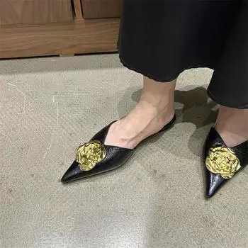 Дизайнерская обувь Летние женские босоножки с острым носком на высоком каблуке Сексуальные цветочные платья Туфли на каблуке для женщин Мюли Женские тапочки 35