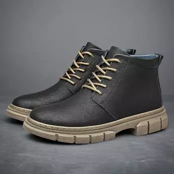 Дизайнерская обувь, мужские мотоциклетные ботинки на шнуровке, натуральная кожа, мужская обувь, мужские зимние плюшевые ботинки для снега, модные инструменты, большой размер 37-47 37