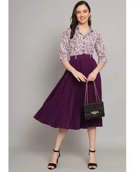 Дизайнерская одежда для вечеринок, верхняя туника, одежда в стиле вестерн, женское платье-трапеция, фиолетовое платье, топ-курта XS фиолетовый