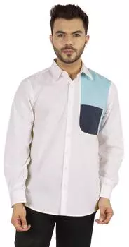 Дизайнерская однотонная хлопковая рубашка на пуговицах Bestman для торжественных мужчин с длинным рукавом 3XL белый