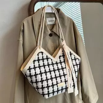 Дизайнерская плетеная сумка через плечо из полиуретана с плетением, новая женская сумка-тоут с застежкой-молнией и большой вместимостью, элегантная сумка для поездок на работу, тренд