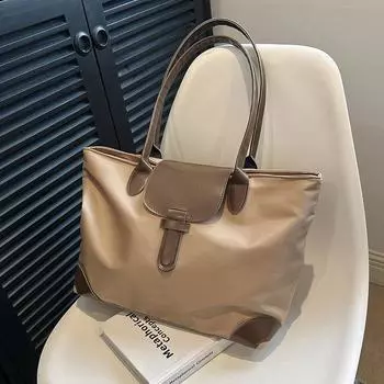 Дизайнерская роскошная нейлоновая женская сумка светлого цвета, контрастная большая вместительная сумка для покупок на одно плечо