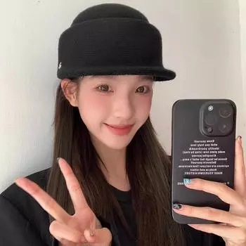 Дизайнерская шапка для верховой езды с изображением женского лица, маленькая шерстяная шляпа в иностранном стиле, зимняя теплая шапка M56-58cm