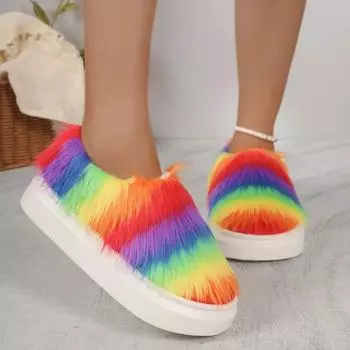 Дизайнерская стильная радужная женская обувь 2024 года, новые удобные и теплые женские зимние ботинки, легкие и удобные женские хлопковые туфли 36