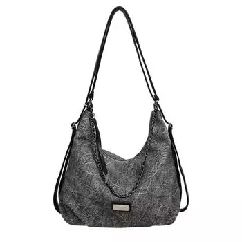 Дизайнерская сумка через плечо для женщин 2024 года, новая модная сумка-мессенджер большой вместимости, повседневная сумка-тоут с текстурой чёрный