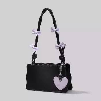 Дизайнерская сумка через плечо, новая летняя милая сумка из искусственной кожи на молнии с разноцветным бантом и одним плечевым ремешком под мышкой (20cm<Max Length<30cm)