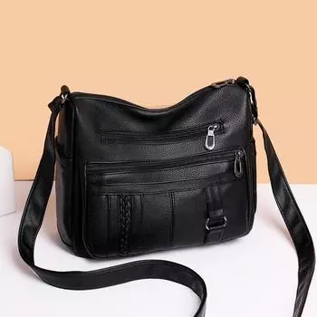 Дизайнерская сумка через плечо с несколькими карманами для женщин 2023 SacВысококачественные роскошные кошельки и сумки из мягкой кожи Женская сумка чёрный