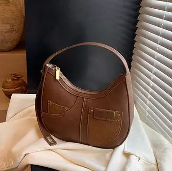 Дизайнерская сумка через плечо, женская, новая, универсальная, повседневная, седельная сумка, модная, наплечная сумка премиум-класса коричневый
