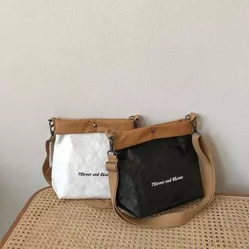 Дизайнерская сумка из крафт-бумаги для женщин, летняя новая модная универсальная японская ретро-сумка на одно плечо большой емкости через плечо (20cm<Max Length<30cm)