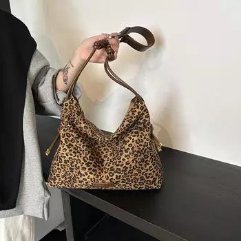 Дизайнерская сумка-мессенджер из денима с леопардовым принтом, новая большая сумка-тоут, сумка через плечо с защитой от ветра, персонализированная модная женская сумка 31*12*28 чёрный