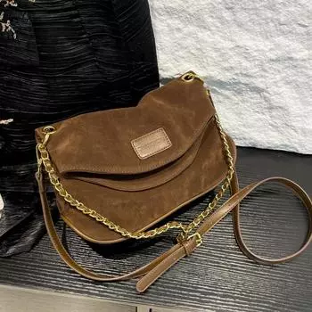 Дизайнерская сумка-мессенджер в стиле ретро с цепочкой, женская матовая сумка премиум-фактуры через плечо с подмышкой коричневый