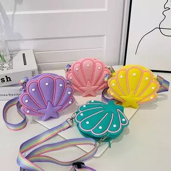 Дизайнерская сумка на плечо в форме ракушки, модные женские силиконовые сумки, милая сумка через плечо с героями мультфильмов для девочек, детский мешочек для монет жёлтый