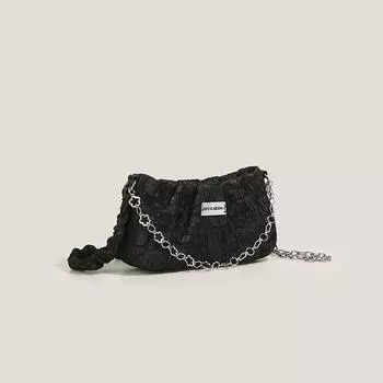 Дизайнерская сумка подмышкой, весна/лето, новая, суперволоконная, синтетическая кожа, универсальная, маленькая сумка на цепочке, сумка через плечо для мобильного телефона (20cm<Max Length<30cm)