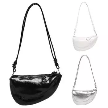 Дизайнерская сумка-полумесяц из искусственной кожи, модная сумка через плечо, однотонная модная сумка-хобо, кошелек через плечо для женщин чёрный