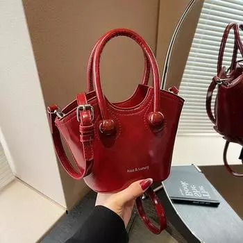 Дизайнерская сумка-сумка женская осенне-зимняя Tide Super Fire портативная сумка-ведро сумка-мессенджер через плечо 22*9*14 красный