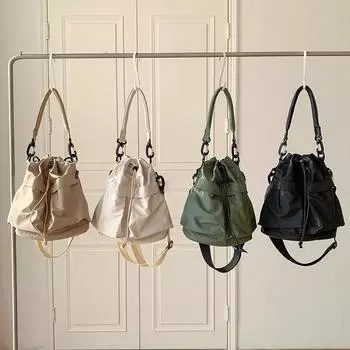 Дизайнерская сумка-ведро из полиэстера, универсальная плиссированная сумка с завязками, большая вместимость, легкая, унисекс, ручная нейлоновая сумка (30cm<Max Length<50cm)