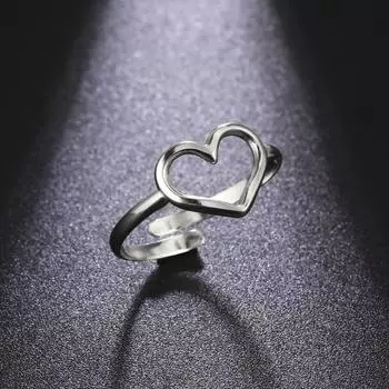 Дизайнерская тарелка с серебряным сердцем 925 пробы, регулируемые открытые кольца для большого пальца, женский подарок, мода 2.5*3