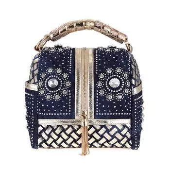 Дизайнерская тканая женская сумка Известный бренд со стразами Сумка на плечо Роскошные сумки Джинсовая сумка золотой