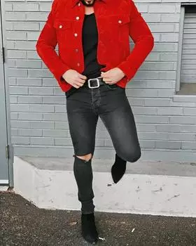 Дизайнерская вечерняя красная куртка из овчины ручной работы из замши для мужчин из натуральной кожи, стильная XS красный