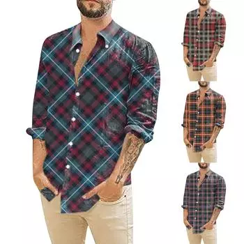 Дизайнерская весна-лето мужская повседневная 3D-хэллоуинская печать Гавайская рубашка Блузка Рубашки с длинным рукавом XL синий