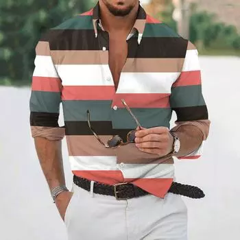 Дизайнерская весна-лето мужская повседневная 3D-хэллоуинская печать Гавайская рубашка Блузка Рубашки с длинным рукавом M зелёный