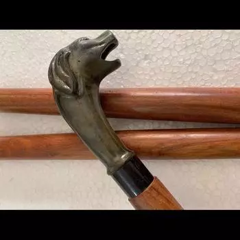 Дизайнерская винтажная деревянная трость для собаки, латунная ручка с головой, трость, трость, подарок 36 Inch коричневый