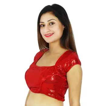 Дизайнерская вышитая готовая вечерняя одежда с плотными пайетками, красная блузка, укороченный топ 10 красный