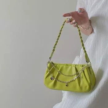 Дизайнерская женская сумка, летняя, новая, плиссированная, из искусственной кожи, квадратная, на одно плечо, простая и универсальная, сумка-цепочка Love Chain Underarm Bag