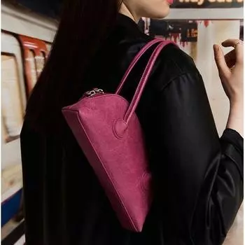 Дизайнерская женская сумка-палка из кожи с масляным воском, карамельного цвета, ретро-сумка на одно плечо через подмышку розовый