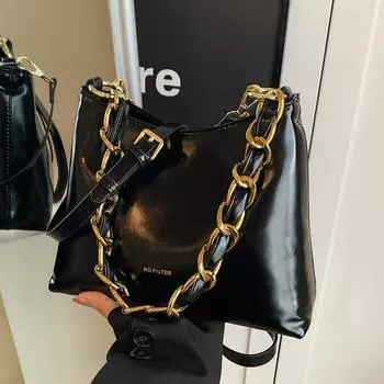 Дизайнерская женская сумка-ведро с цепочкой под мышкой, модная сумка через плечо красный