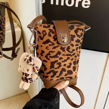 Дизайнерская женская сумка-ведро в стиле ретро из матового материала, высококачественная сумка через плечо для мобильного телефона no pendant коричневый