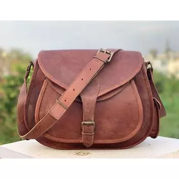 ДИЗАЙНЕРСКАЯ СУМКА ИЗ НАСТОЯЩЕЙ КОЖИ РЕТРО ВИНТАЖНАЯ СУМКА ДЛЯ РУЧНОЙ РАБОТЫ ДИЗАЙНЕРСКАЯ РУЧНАЯ РАБОТА 10 x 13 коричневый