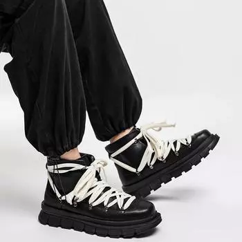 Дизайнерские 2025 Контрастные шнурованные черные туфли Мужские Весенние Новые Увеличивающие рост Низкие мужские ботинки Хайстрит 36