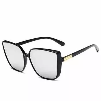 Дизайнерские большие солнцезащитные очки «кошачий глаз», женские винтажные черные зеркальные солнцезащитные очки для модной оправы, классные сексуальные женские очки Oculos