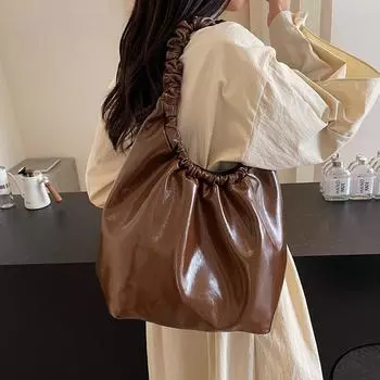 Дизайнерские большие сумки из искусственной кожи на плечо для женщин 2024 Y2K, дизайнерские корейские модные сумки и кошельки, трендовая сумка через подмышку коричневый